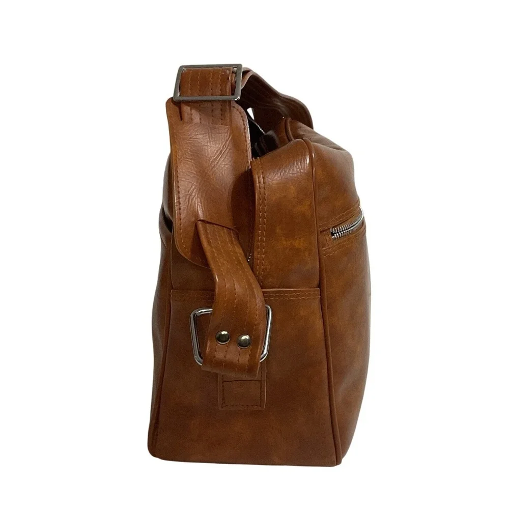 Messenger Bag Unisex Large Cognac Brown Top Grain Cowhide Vintage Style Isreal